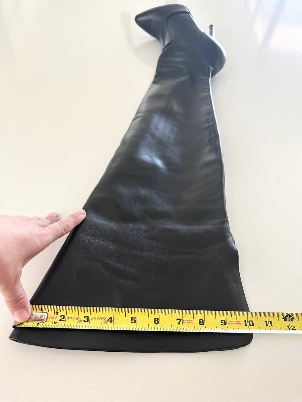 Pleaser Thigh High Stiletto Boots Genuine Leather Black Size 10 - Picture 15 of 16
